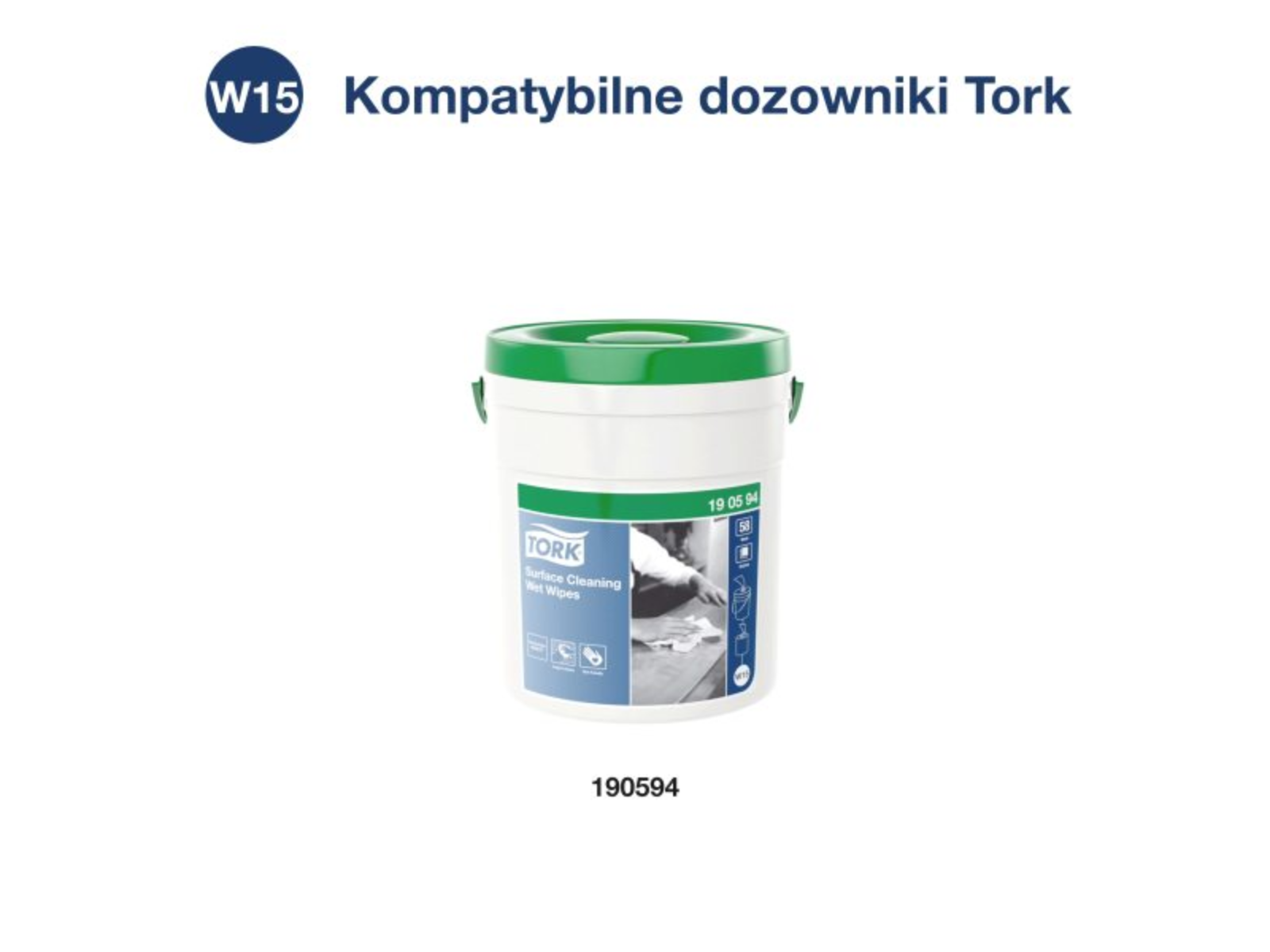 Czyściwo TORK 190594 Nasączane do trudnych zabrudzeń Wiaderko 58 ściereczek